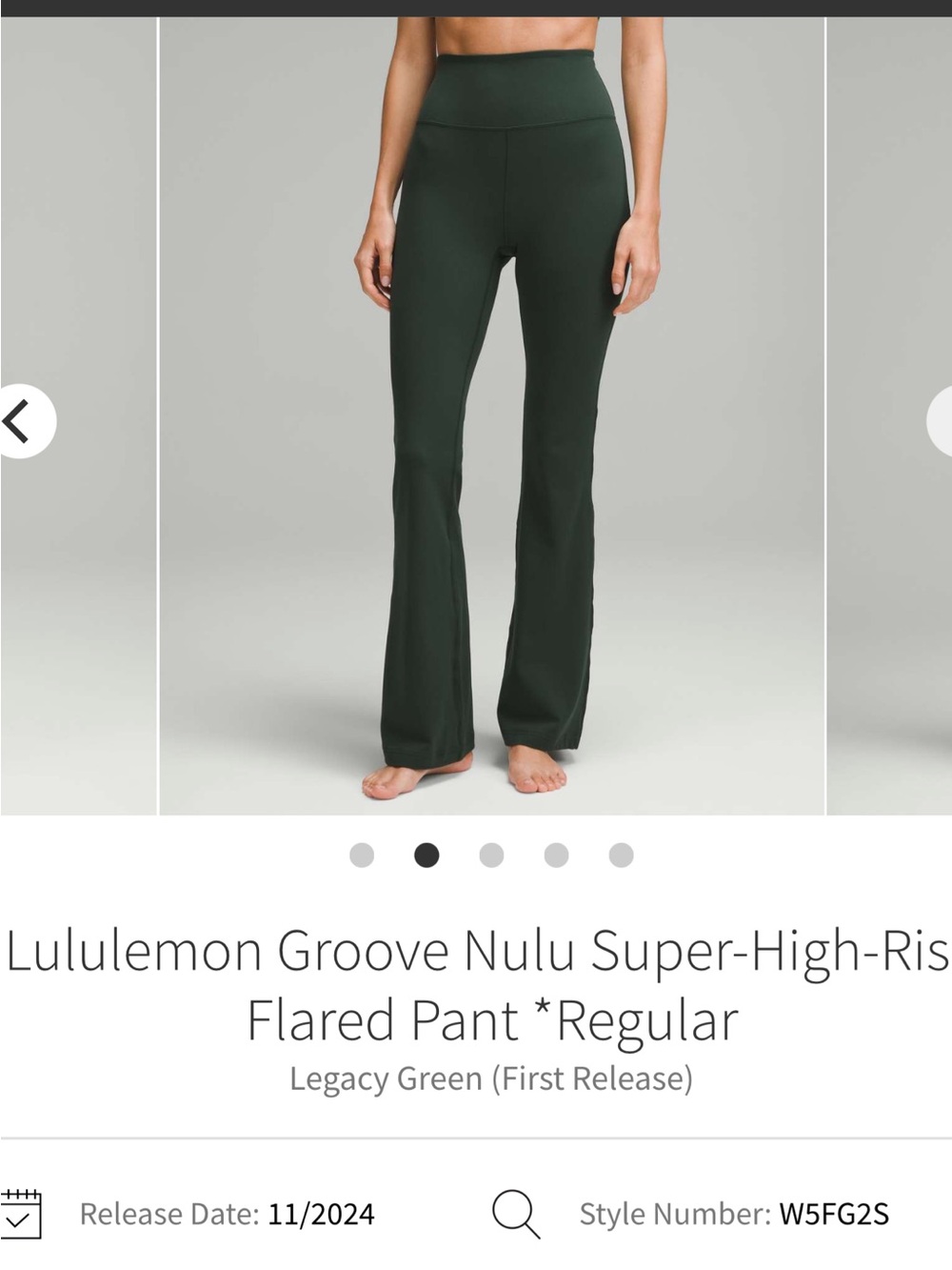 Lululemon groove July super hr flared pant legacy green